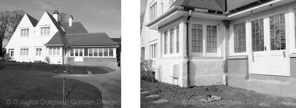 arts and crafts house, garden room entrance doors