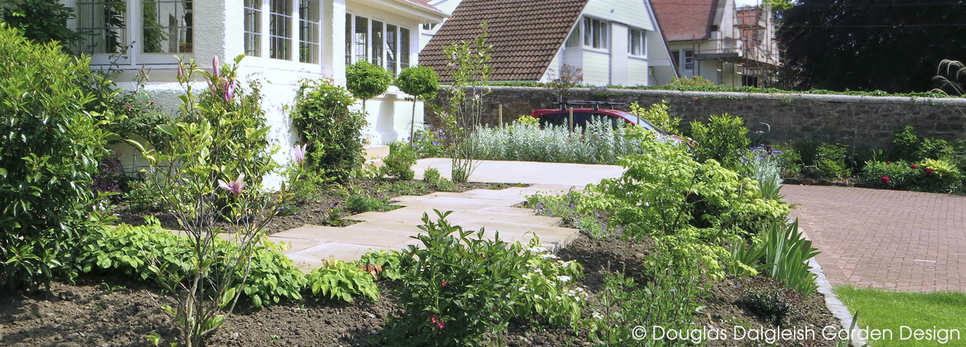 planting and paving in 'Arts and Crafts' garden, Edinburgh